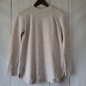 Loft Speckled Pullover Tunic Sweater, Women’s M, Long Sleeve, Cream w/ Multi EUC